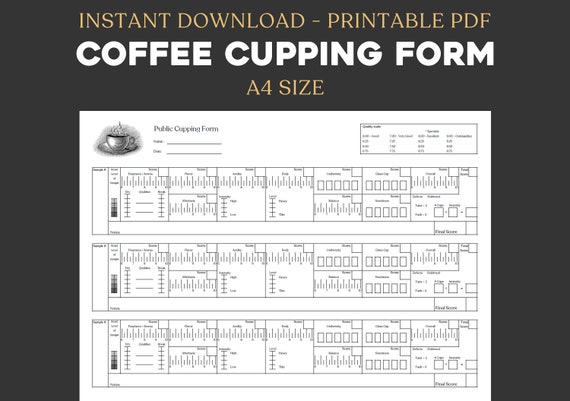 Coffee Cupping Form Cupping Note Public Cupping Sensory Printable Instant  Downloads A4 SCAA 