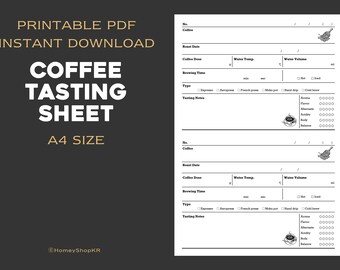 Coffee Tasting Journal Brewing Note Printable Instant - Etsy