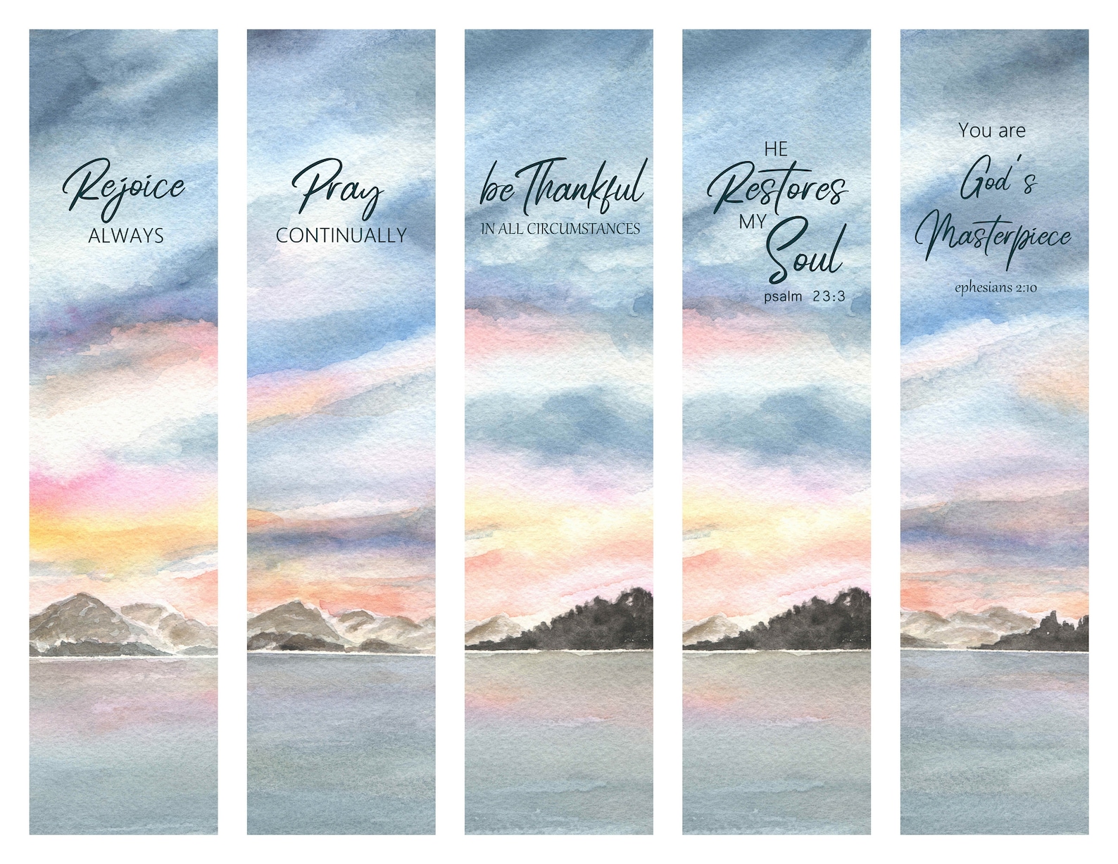 5 Watercolor Sunset Bookmarks Printable Digital Download - Etsy