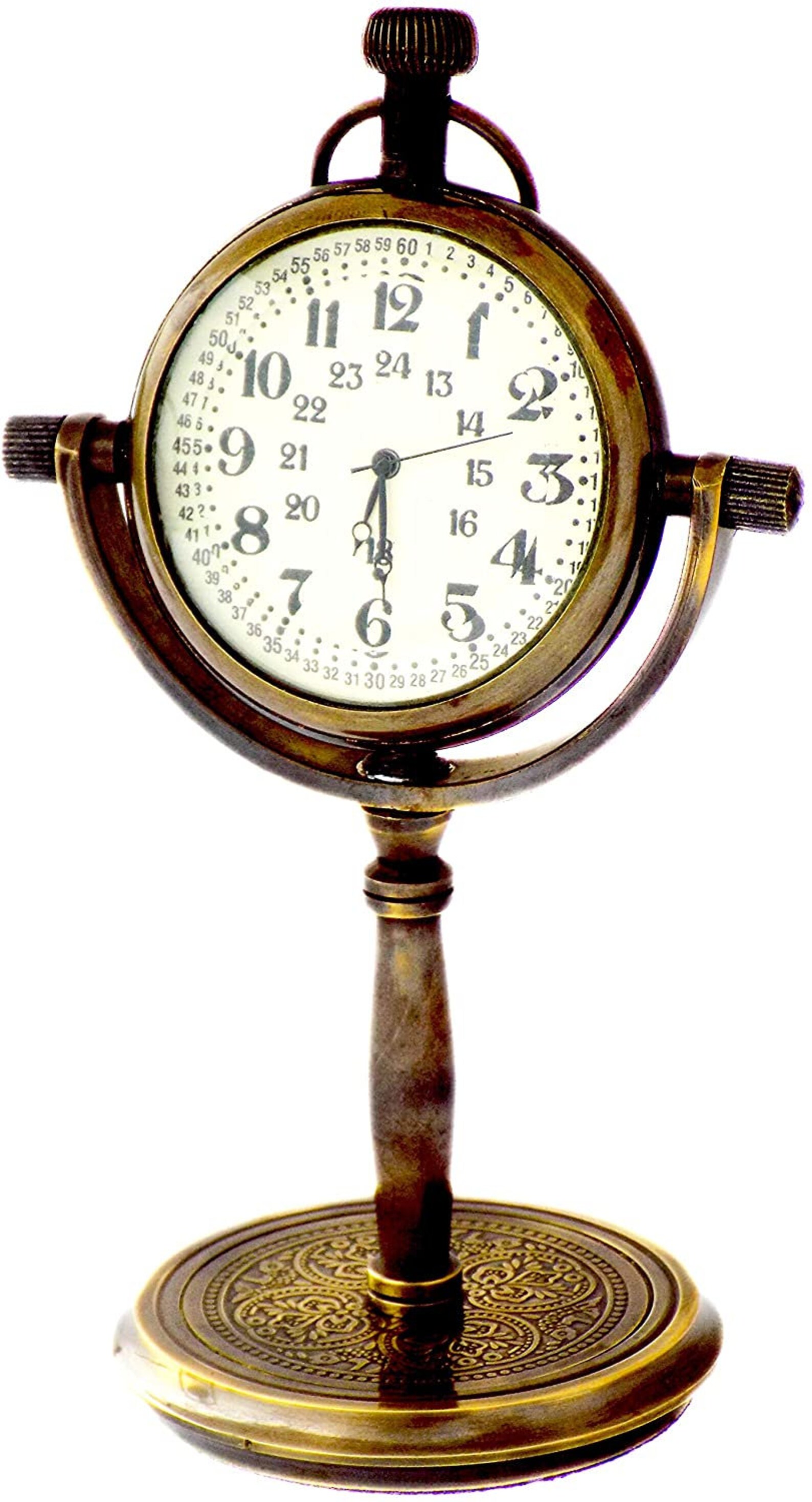 Vintage Analog Desk Clock for Office Tabletop Antiquated Brass Etsy