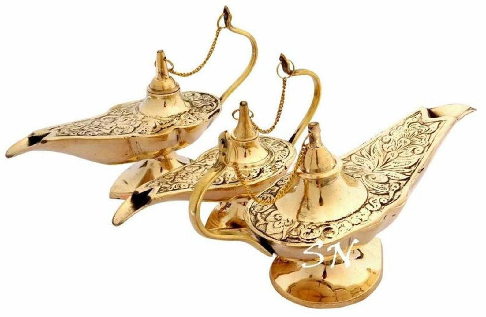 Brass Aladdin Genie Lamps Incense Burners Nautical Set of 3 Etsy
