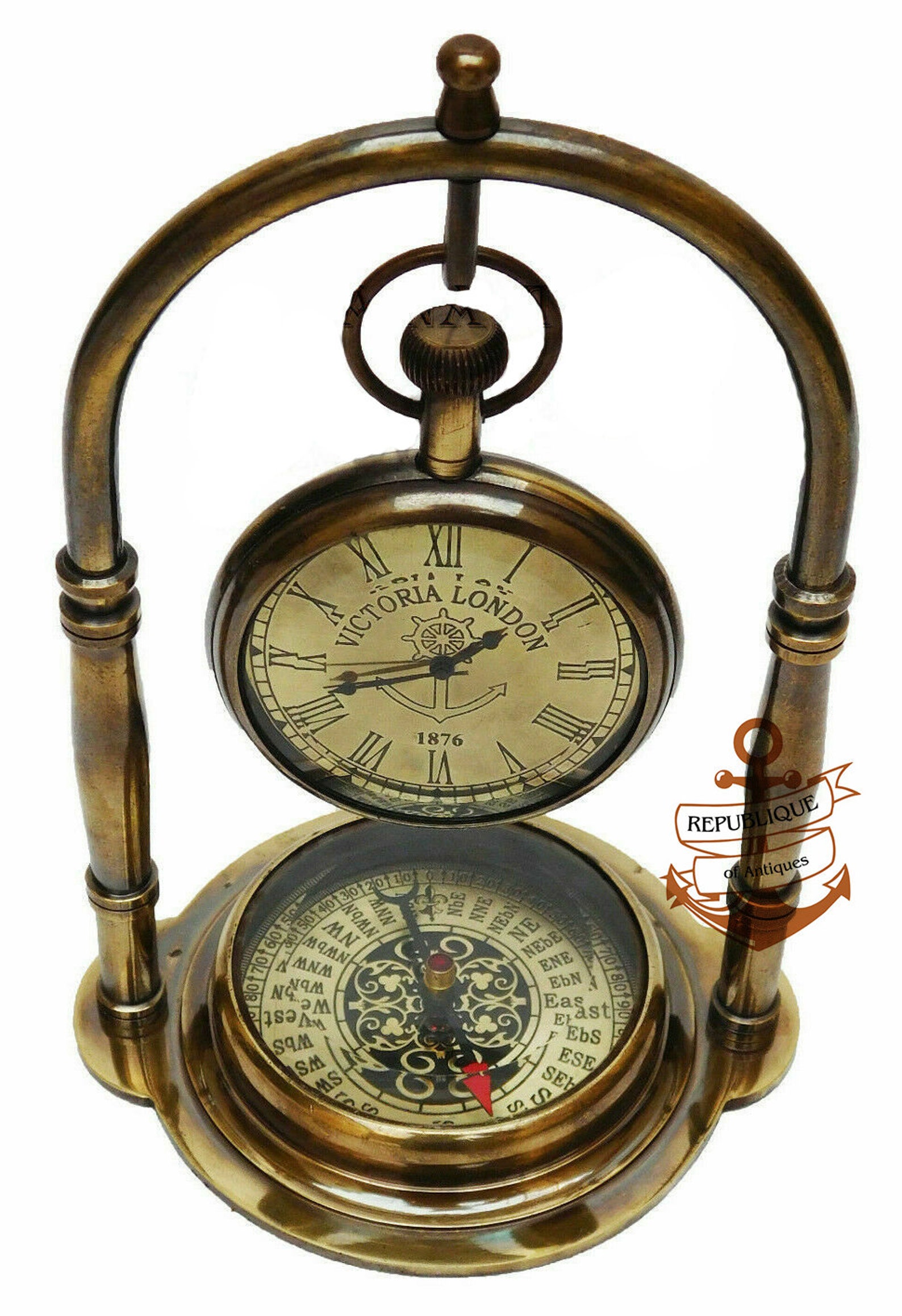 Nautical Clock Ship Table Clock Brass Desk Clock Maritime Etsy