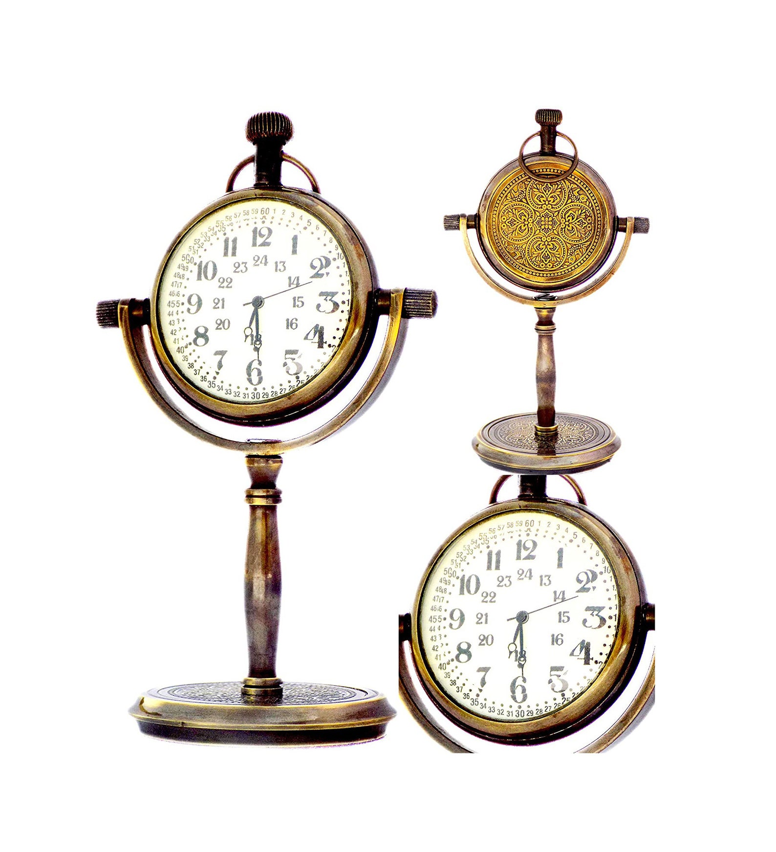 Vintage Analog Desk Clock for Office Tabletop Antiquated Brass Etsy