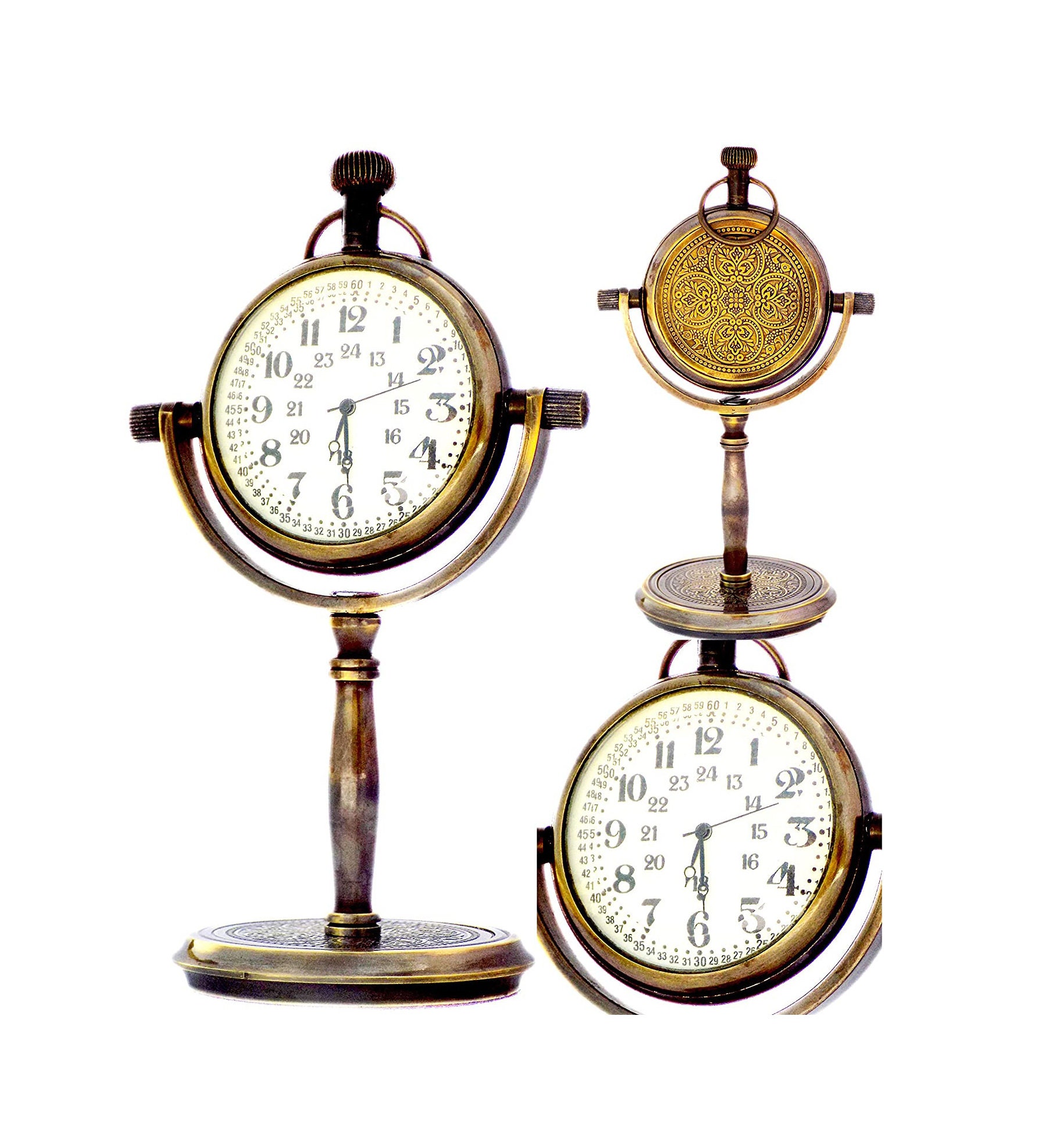 Vintage Analog Desk Clock for Office Tabletop Antiquated Brass Etsy