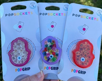 Floral Hamsa Hand PopSocket™, Spring Hamsa PopGrip™, Flower Hamsa Phone Holder, Swappable PopSocket, Garden Hamsa Phone Accessory