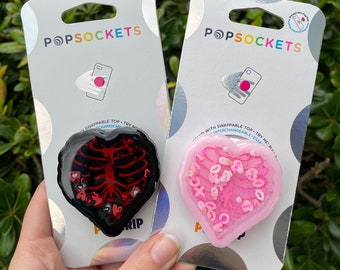 Rib Cage Heart PopSocket™, Rib Cage Shaker, Valentine PopSocket, Custom PopSocket, Valentine Shaker PopSocket, Handmade Gift, Shaker Popgrip