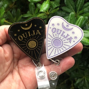 Ouija Badge Reel, Ouija Planchette ID Holder, Planchette Badge Holder, Planchette Badge Reel, Witchy Badge Holder, Mystic Badge Reel