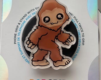 Glow in the Dark Bigfoot PopSocket | Cryptid Phone Grip | Sasquatch MagSafe Grip | Kawaii Phone Holder | Adhesive & Magnetic PopSocket