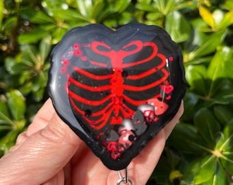 Rib Cage Heart Badge Reel™, Rib Cage Shaker, Valentine Badge Holder, Valentine Shaker, Valentine Shaker Badge Reel, Custom Gift,