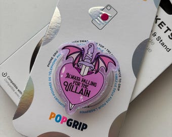 Always Falling for the Villain Phone Grip, Fantasy Romance PopSocket,  Bookish Reader Accessory, Kindle Grip