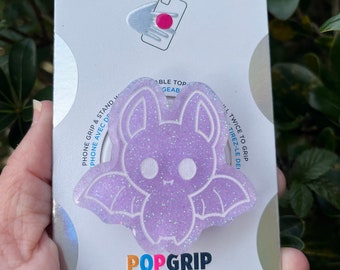 Glitter Bat Popsocket™: Hand-painted Acrylic Phone Grip