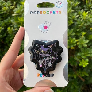 Webbed Heart Shaker PopSocket™, Spider web Shaker Popgrip™, Halloween Shaker, Heart Shaker Phone Grip, Goth PopSocket, Heart Spider Web