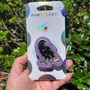 Glow-in-the-Dark Crow Shaker PopGrip™: Pastel Goth Phone Grip