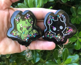 Kawaii Bat Shaker Badge Reel: Gothic ID Holder