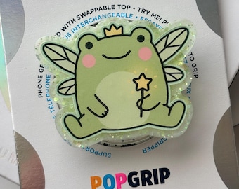 Fairy Frog PopSocket | Glittery Kawaii Phone Holder (Adhesive or Magnetic)