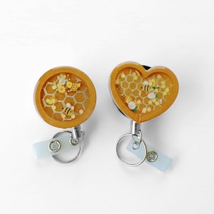 Honeycomb Shaker Badge Reel, Bee shaker Badge Holder™, Bee Shaker ID Holder, Shaker Badge Reel, Heart shaker Badge Reel, Honeycomb Id Holder