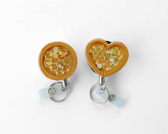 Honeycomb Shaker Badge Reel, Bee shaker Badge Holder™, Bee Shaker ID Holder, Shaker Badge Reel, Heart shaker Badge Reel, Honeycomb Id Holder