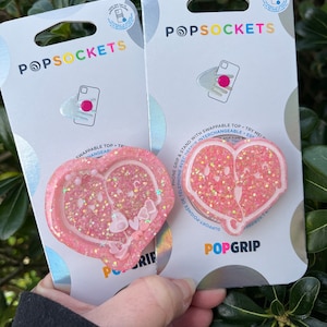 Ghost Heart Shaker PopGrip™: Pink Valentine Phone Grip