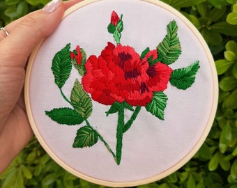 Handembroidery Floral Hoop ||  Botanical handembroidery Hoop || Home Decor ||  Handembroidery Rose , Gift for home