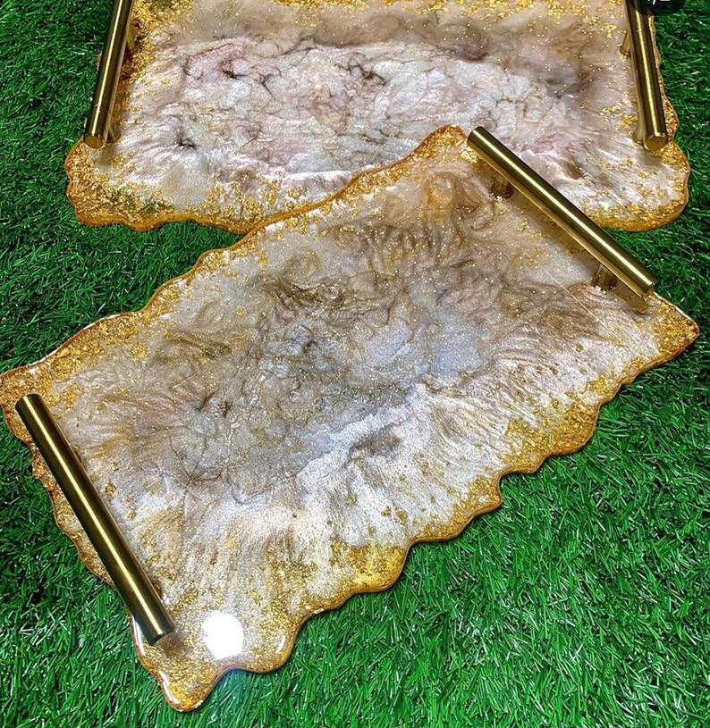 Handmade resin tray with handles Etsy