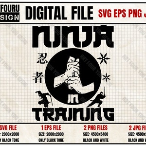 Ninja In Training Svg, Martial Arts Svg, Ninja Party Svg, Ninja Fighter Svg, Ninjutsu warrior, Taekwondo, Karate Eps Png Jpg File For Cricut