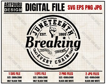 Breaking every Chain svg, Juneteenth svg, Black History svg, Black woman Gifts svg, Freedom Day svg, Since 1865 EPS PNG JPG Files For Cricut