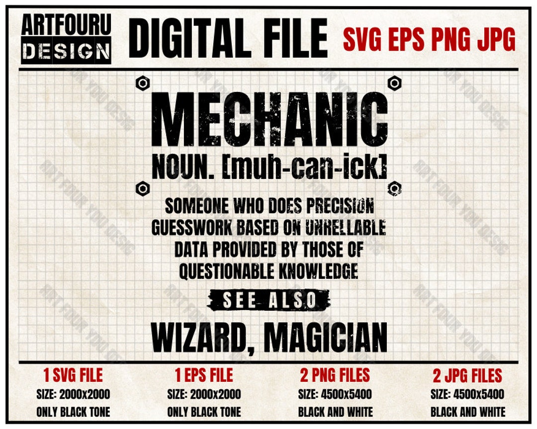 Mechanic Definition Funny Noun Meaning Svg, Teen Mechanic Engineering