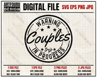 Matching T-Shirt Warning Couples Trip In Progress Svg, Baecation Summer Vacation Vibes Power Couple Png, Winter Break Anniversary Eps