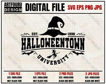 Halloweentown University SVG, Halloween Movie Svg, October 31 Svg, Spooky Vibes Svg, Halloween Shirt Eps Png Jpg Cut File For Cricut