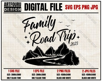 Warning Family Road Trip 2023 svg, Summer Vacations 2023 SVG, Matching Shirts Svg, Road Trip Crew Gifts Eps Png Jpg Files for Cricut
