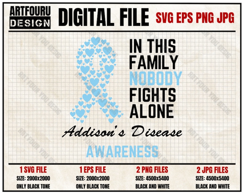 Addison's Disease Awareness Svg, in This Family Nobody Fights Alone T ...