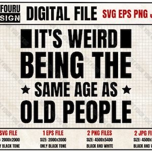 t&#39;s Weird Being The Same Age As Old People Retro Sarcastic Svg, Funny Saying, Sarcastic Svg, Birthday Shirt Eps Png Jpg Files For Cricut