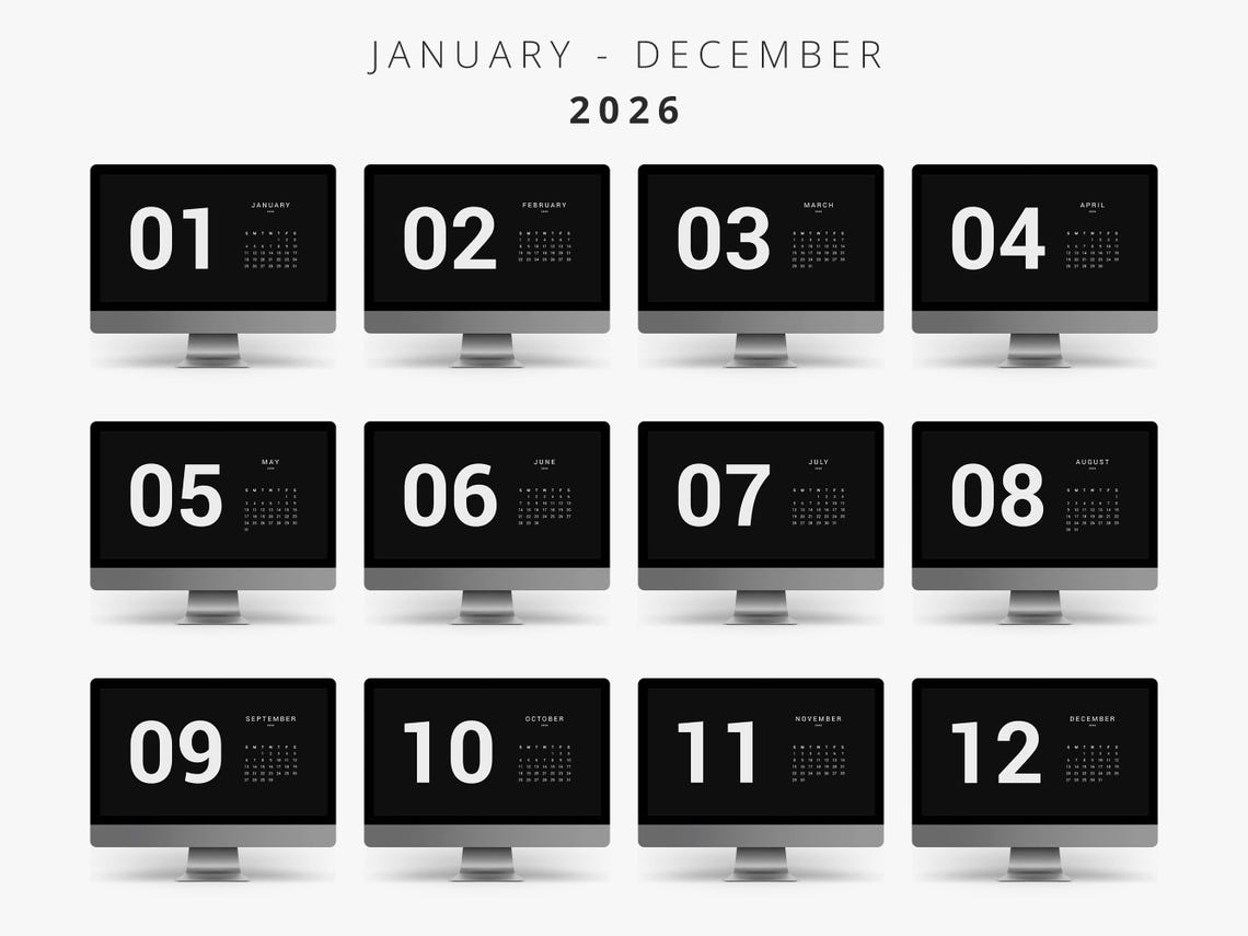 Desktop Wallpaper 2026 Black And White Dark Desktop Calendar Il 1qws 