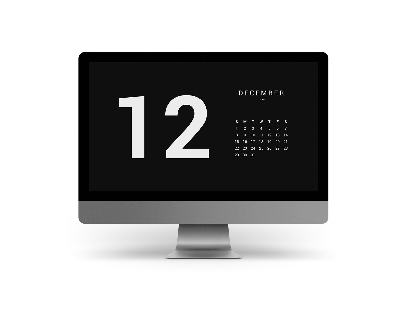 Desktop Wallpaper 2024 Black and White, Dark Desktop Calendar