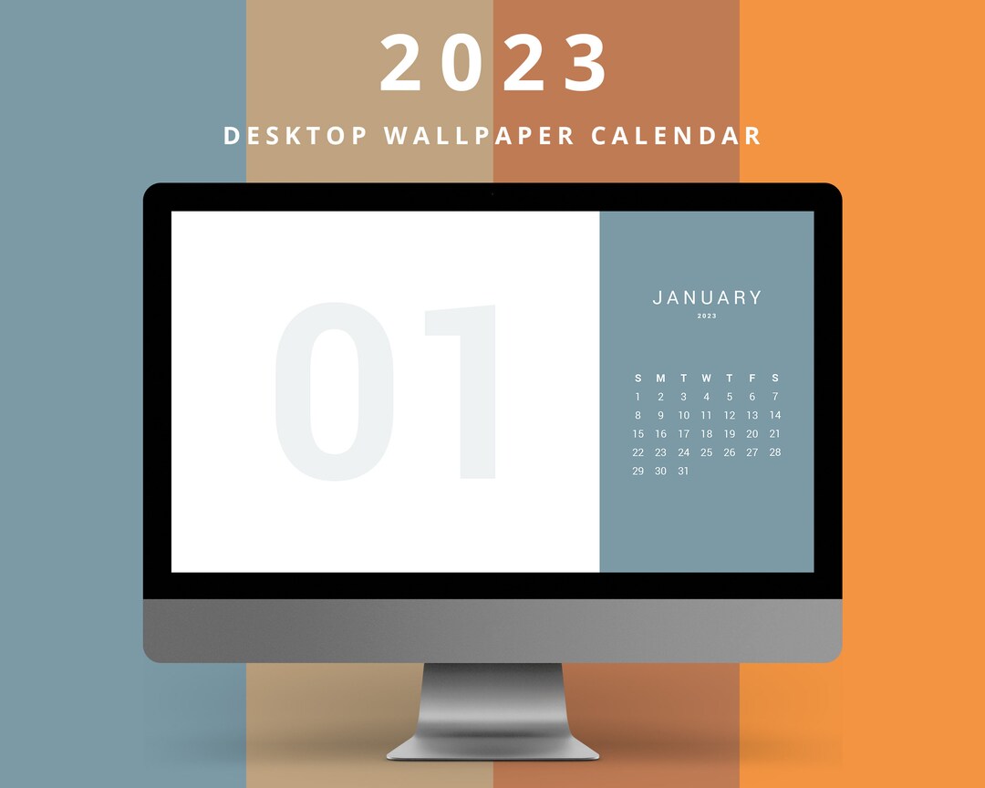 Colorful Desktop Calendar 2023 Wallpaper Minimalist Digital Etsy