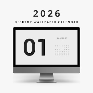 2026 desktop calendar wallpaper, monochrome computer background