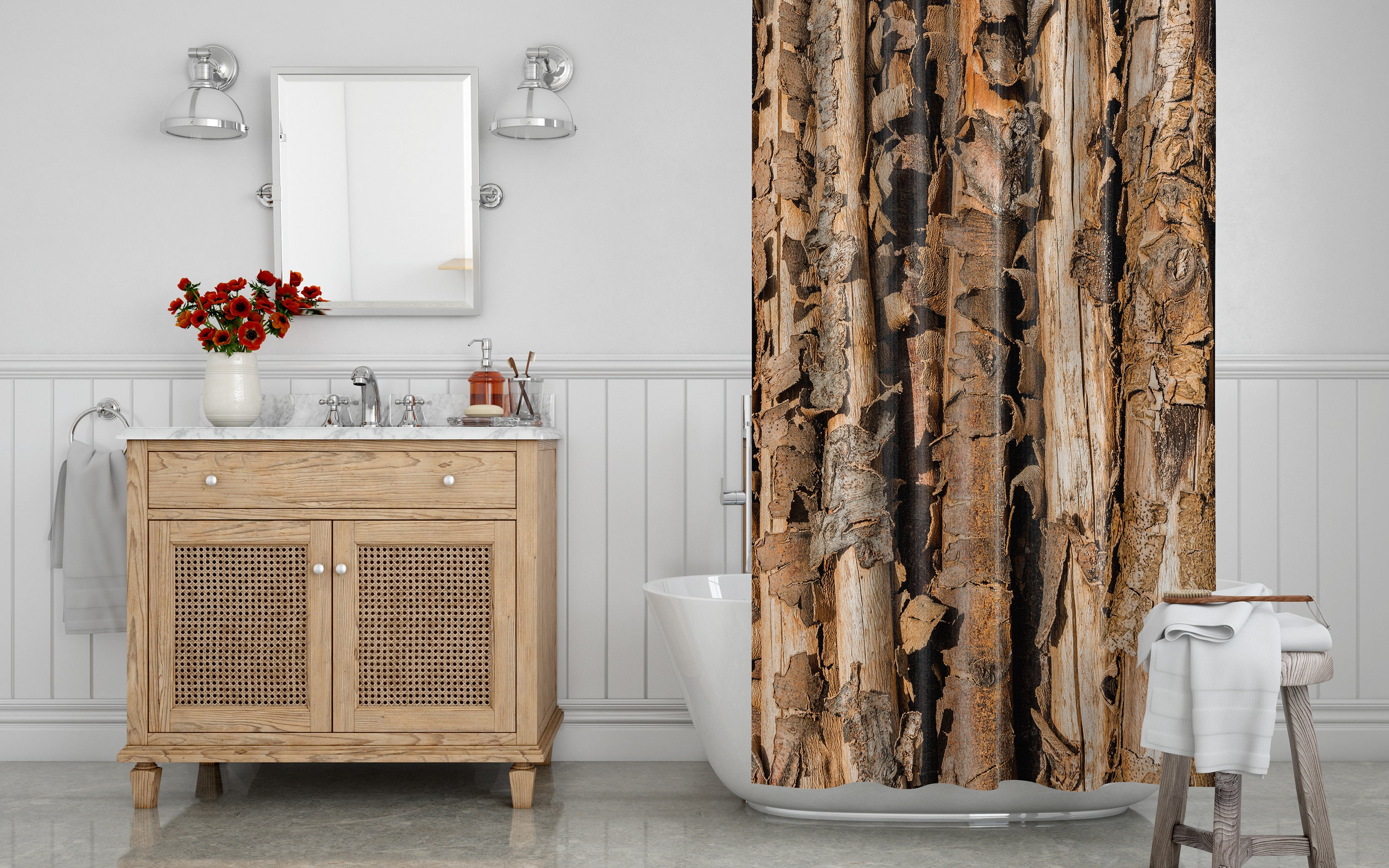 Rustic shower curtain farmhouse bathroom decor brown Etsy