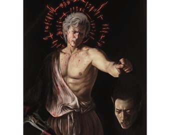 Astarion with the Head of Cazador - Original Inspired Baroque Baldur's Gate 3 Art - Poster Print