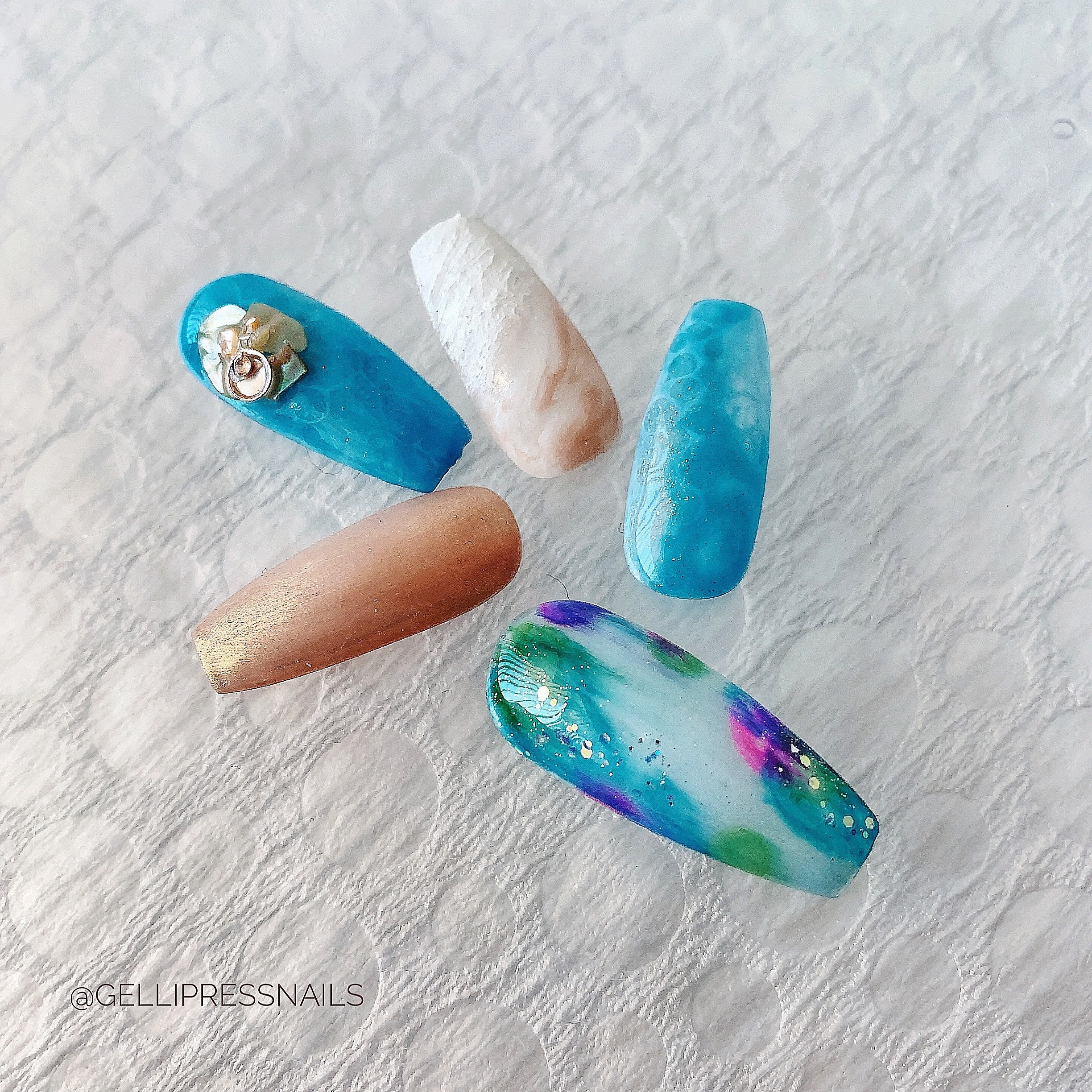FIJI Luxury Press on Nails 3D Nail Art Beach Themed | Etsy