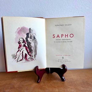 Vintage French Book SAPHO, ALPHONSE DAUDET. Leather Paper Hardcover, Limited Edition, Excellent Condition. Illustrated French Romance Novel
