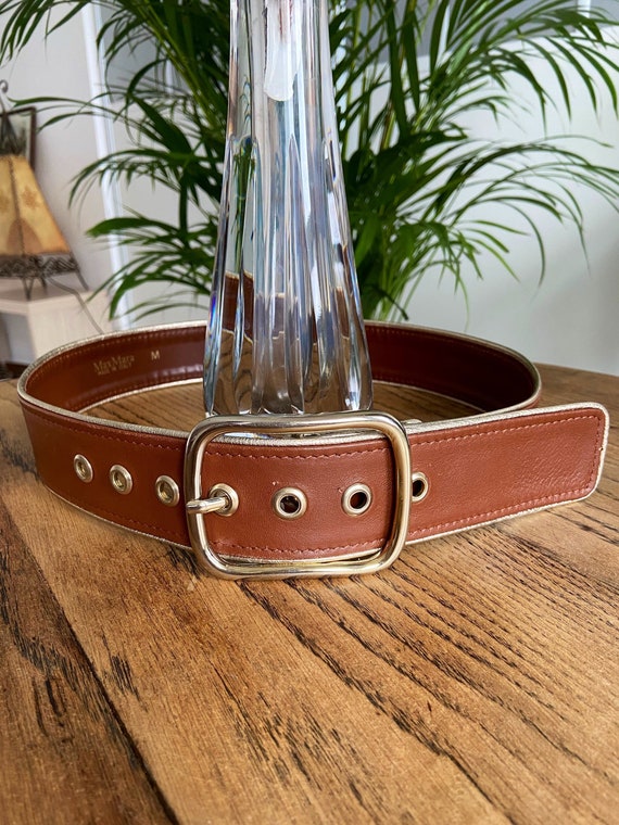Authentic Max Mara leather belt. Wide Brown Belt f
