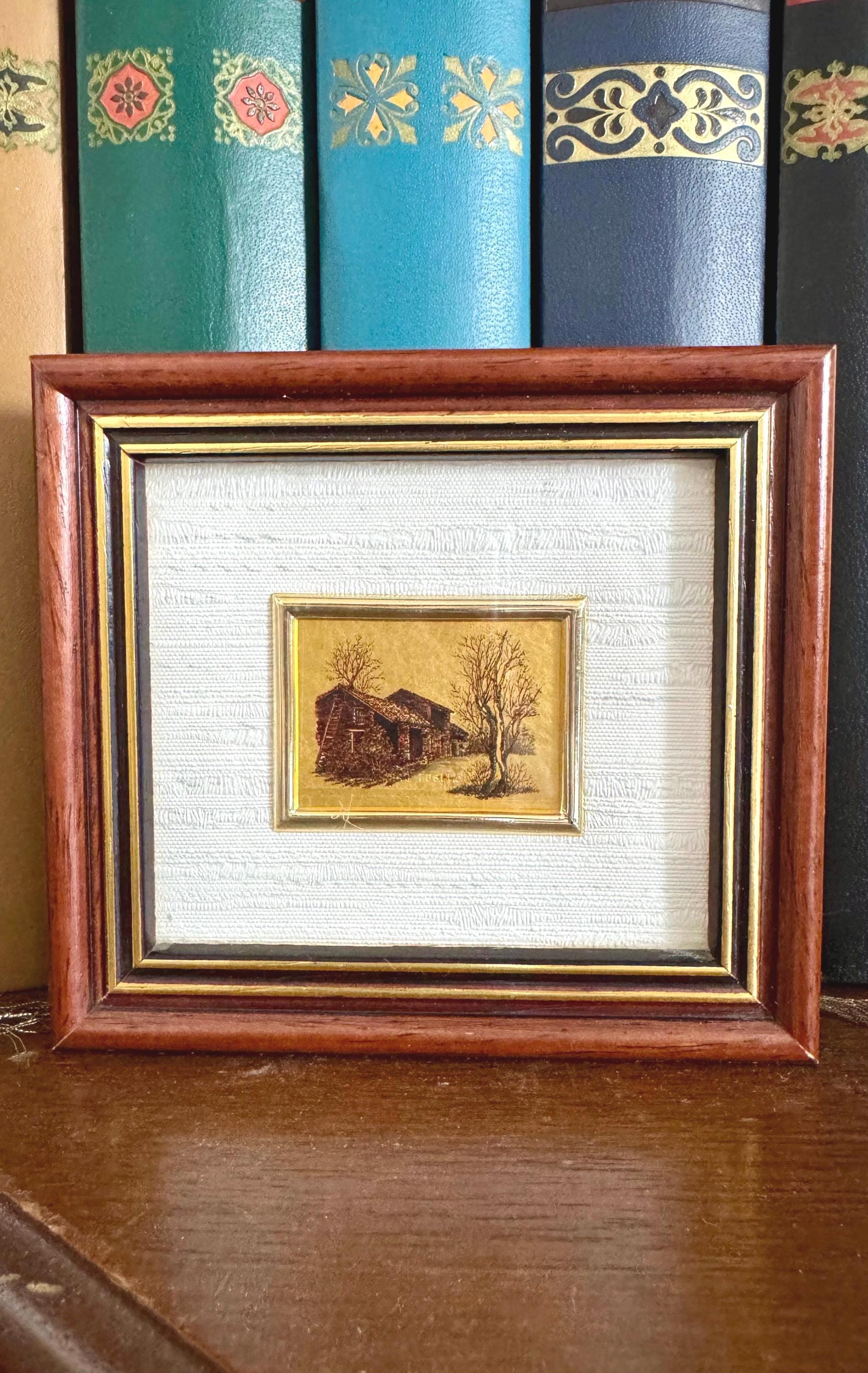 Vintage Italian Chromolithograph Art: 23kt Gold Leaf, Chestnut