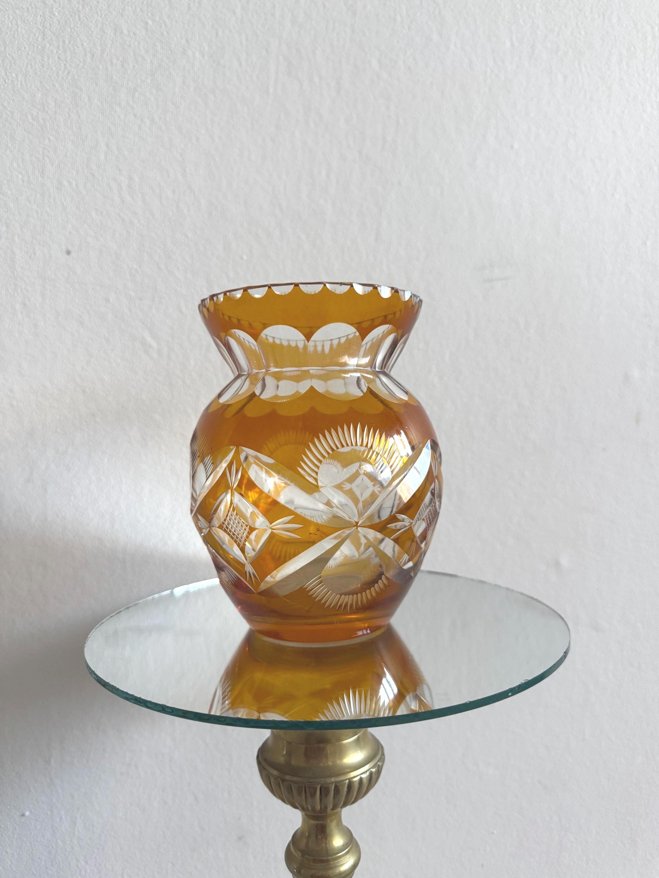 琥珀色のガラスの花瓶 - Etsy 日本