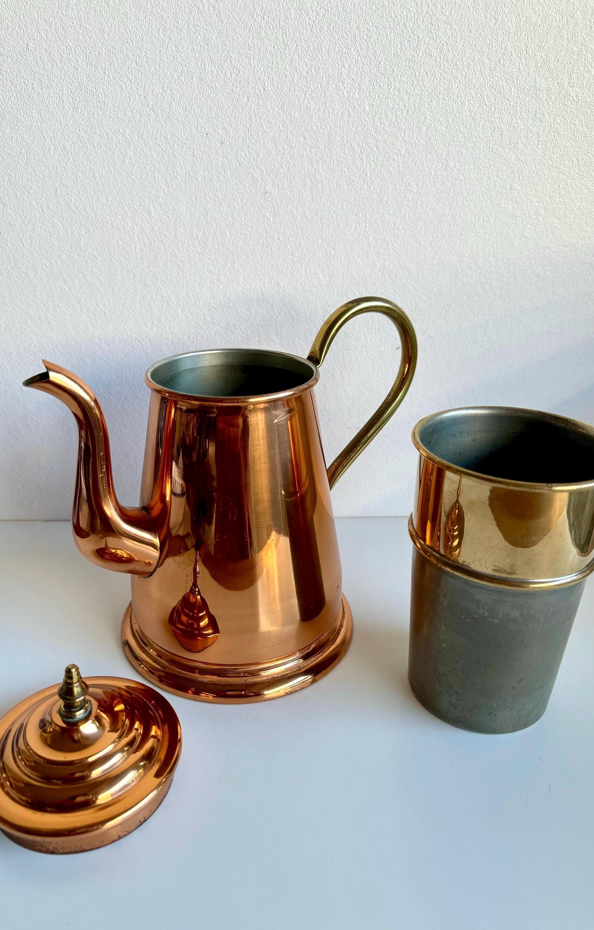 Vintage DAALDEROP Copper & Brass Coffee Pot: Dutch Mid-century