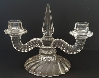 Fostoria Colony Double Light Candlestick Holder, Vintage, PAIR