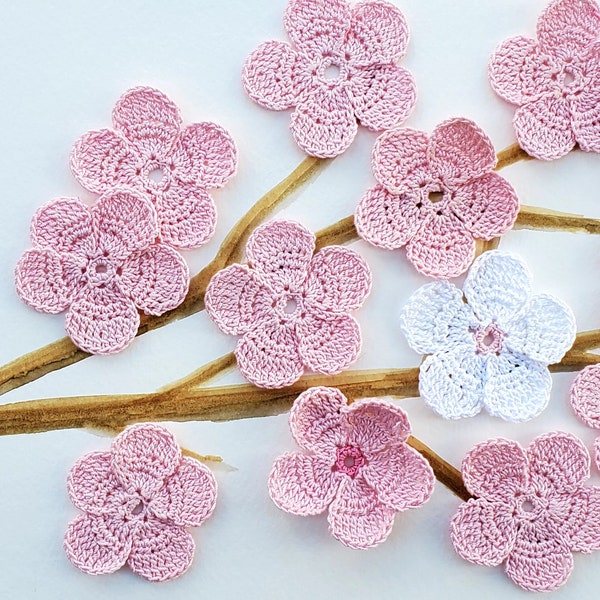 Motif au crochet fleurs de cerisier/sakura - débutants avancés à expérimentés, avec instructions de finition, téléchargement PDF instantané.