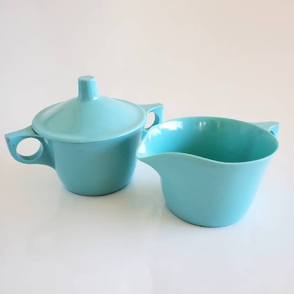 MCM Melmac/Melamine Cream and Sugar Set, Bowls, Turquoise