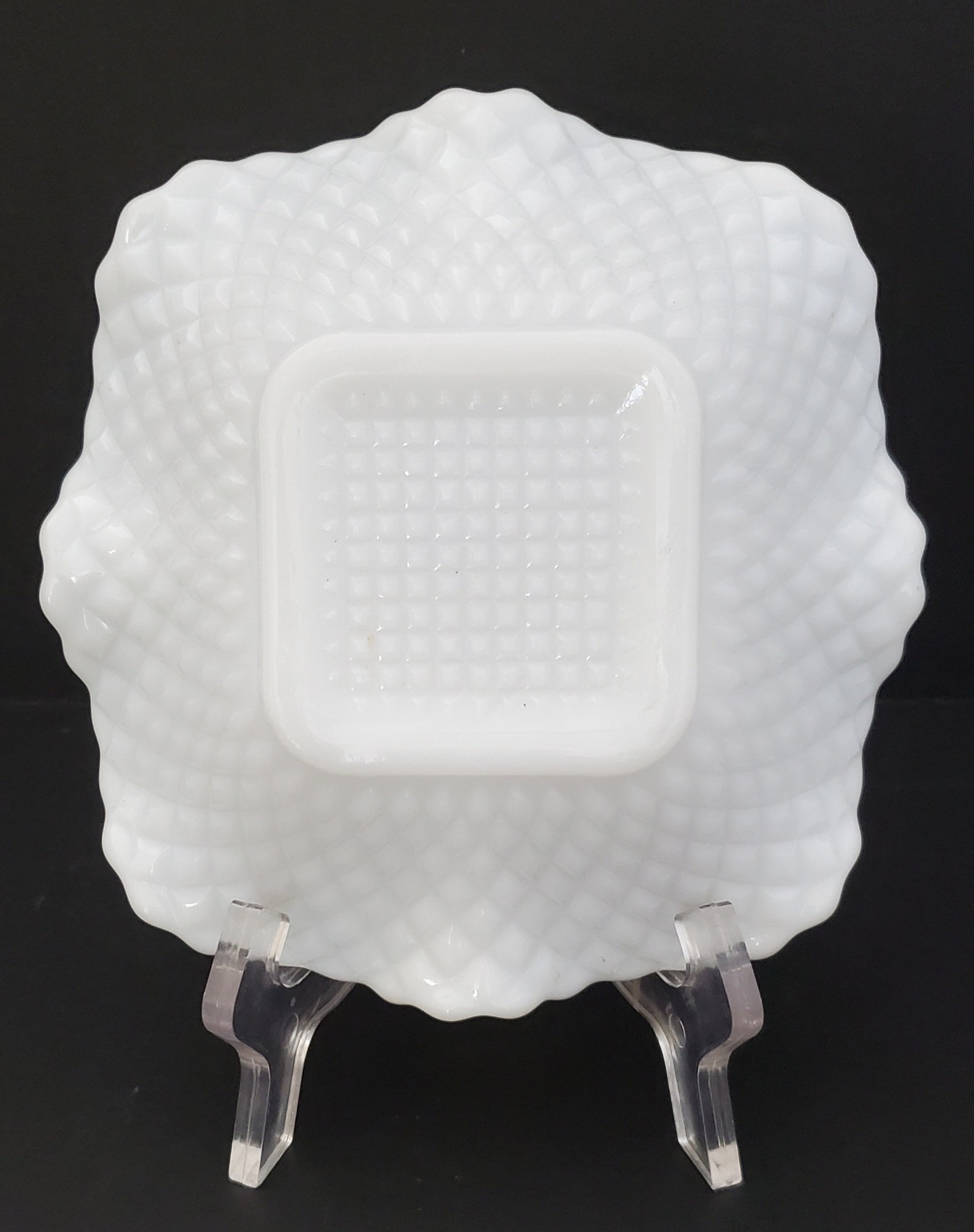 Vintage Mid Century MCM Milk Glass Candy Dish With Scalloped Etsy