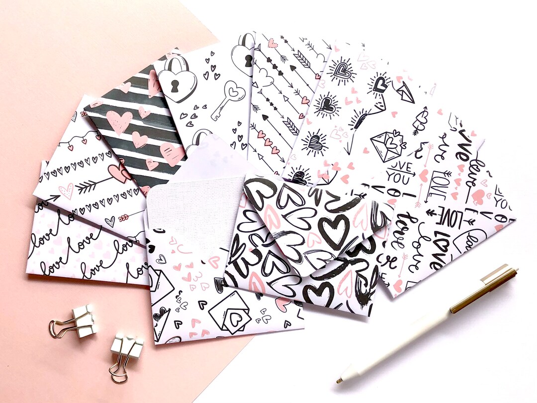 Love Heart Mini Envelopes Set of 10 Handmade Envelopes With - Etsy