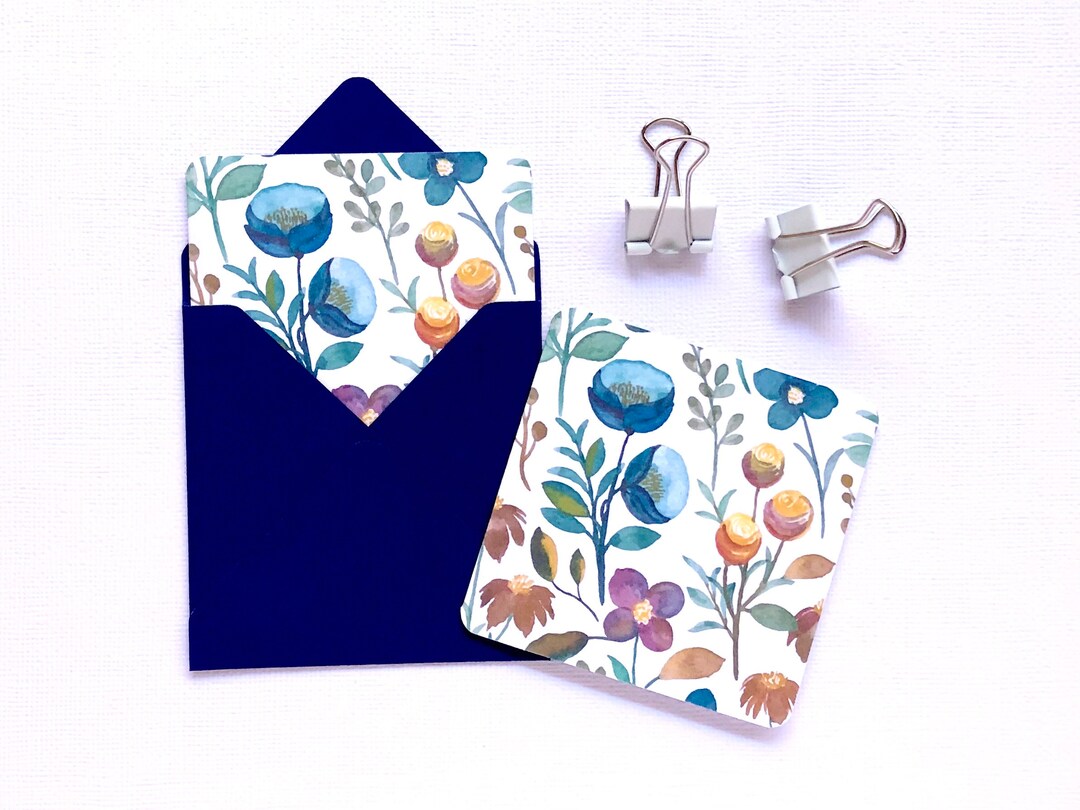 Rustic Florals 3x3 Mini Cards, Set of 8 Handmade Cards With Envelopes ...